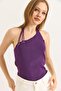 One Shoulder Neck Detailed Knitwear Blouse Purple