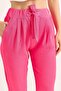 Tie Detailed Wrinkled Knitted Pants Pink - 6