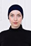 Snap-On Navy Blue Bonnet Front Seamless Non-Slip Elastic Women's Hijab Practical Snap-On Underwear Bonnet - 3