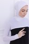 Turtleneck Neck Collar Oversleeve White - Lycra Stand Collar Women's Body Hijab Crop Bolero - 3