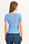 Collar V Detail Short Sleeve Camisole Blue - 5
