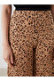 Beige Elastic Waist Patterned Women's Capri - 3
