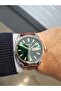Coffee Leather Strap Sapphire Glass Green Dial 10 Atm Waterproof Men Wristwatch - 3