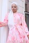 Patterned Hijab Dress Pink 568 - 2