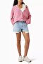 Bouclé Knit Off-Shoulder Relaxed Fit Women's Cardigan, Pink - 2