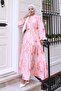 Patterned Hijab Dress Pink 568