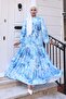 Patterned Hijab Dress Blue 570 - 4