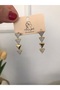 Steel 316L Hanging Stone Triangle Model Shiny Earrings - 3