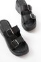 24414-574 Black Daily Buckle Wedge Heel Women's Slippers - 4