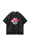 Cow Girl Printed Oversize Unisex Washable Black Tshirt