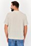 Men Crew Neck Short Sleeve Textured Knit T-Shirt, Beige - 3