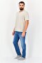 Men Crew Neck Short Sleeve Textured Knit T-Shirt, Beige - 4