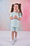 Summer Girl's Ruffle Sleeve Shorts Corded Green Color Suit - 5