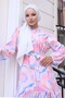 Patterned Hijab Dress Blue 573 - 2