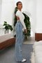 Women's Blue Snow Washed High Waist Lycra Wide Leg Jeans - 3