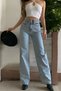 Elçin Women's Snow Wash High Waist Stretchy Wide Leg Jeans