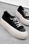 Amaya Women's Stone Lace Detailed Lace-Up Casual Shoes-Black - 3