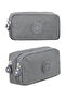 Crinkle Fabric Double Compartment Pencil Holder Pencil Case