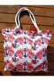 Women's Beach Bag with Rope Drawstring, Patterned, Zippered and Lined (45 X 40 cm)
