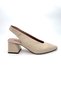 Women's Daily Heeled Shoes Genuine Beige Leather - 3