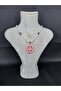 Natural Stone Beaded Pink Peace Symbol Necklace – Unisex Bohemian Style Accessory