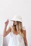 Women's Brdy White Linen Bow Detailed Hat - 2