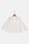 Toddlers Girl Ruffle Collar Textured Long Sleeves Top, White - 2