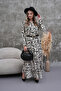 Black and White Belted Long Dress - 3
