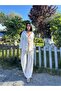 Stone Color Tied Satin Double-Breasted Women's Top and Bottom Set - 4