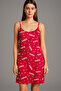 Red Love Written Heart Strap Nightdress