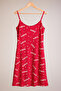 Red Love Written Heart Strap Nightdress - 2