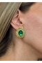 Sihra Accessories Steel Nail Model Oval Green Color Earrings - 3
