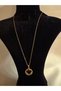 Gold Color Steel Necklace with Smiling Face Figure Zircon Stone - 2