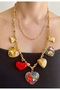 Black Red Heart Figured Charm Necklace