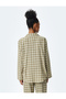 Cotton Shirt Collar Long Sleeve Plaid Pajama Top - 4