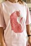 Women's Pink Oversize T-Shirt – Leopard Printed Comfortable Fit Summer Model - 3