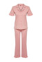 Gül Kurusu %100 Pamuklu Fırfır Detaylı Örme Pijama Takımı THMSS24PT00223 - 7