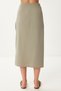 Women's Green Lace-Up Detailed Asymmetrical Linen Skirt Bv00132 - 6