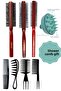 Professional 3-Piece Men's Hair Styling Brush Set, 4-Piece Styling Comb, Blue Shower Comb