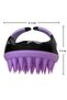 Lom1402 Soft Silicone Massage Brush - Hair Scalp and Shampoo Shower Set with Teeth (Black-Lilac) - 3
