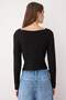Siyah Crop Kare Yaka Triko Yumuşak Dokulu Fitted/Vücudu Saran Hırka TWOAW25HI00178 - 4