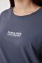 Antrasit Oversize Fit %100 Pamuk Ön ve Arka Baskılı Örme Büyük Beden T-Shirt TBBSS25BF00002 - 3