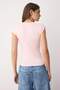 Açık Pembe Viskoz/Yumuşak Kumaş Fitted/Vücuda Oturan Ay Kol Esnek Örme Bluz TWOSS23BZ00992 - 4
