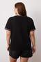 Siyah Bisiklet Yaka Biye Detaylı Basic Büyük Beden T-shirt TBBSS25BF00050 - 4
