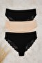 Black-Tan 3-Pack Lace Detailed Hipster High Waist Plus Size Panties Tbbaw26Cm00004 - 2