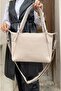 Of Colors Justpolo Women's Cream Large Shoulder Bag with Adjustable Long Strap - 5