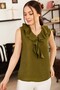Women's Khaki Frilly Collar Sleeveless Blouse ARM-21K001184 - 2