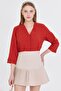 Women's Tile V-Neck Quarter Sleeve Blouse Arm-25Y 001024 - 2