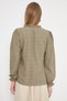 Women's Khaki Collar and Front Ruffle Detailed Long Sleeve Blouse with Elastic Sleeves Arm-25K001030 - 5