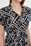 Women's White-Black Patterned Short Sleeve Shirt Dress with Belted Waist Arm-22Y 001007 - 4